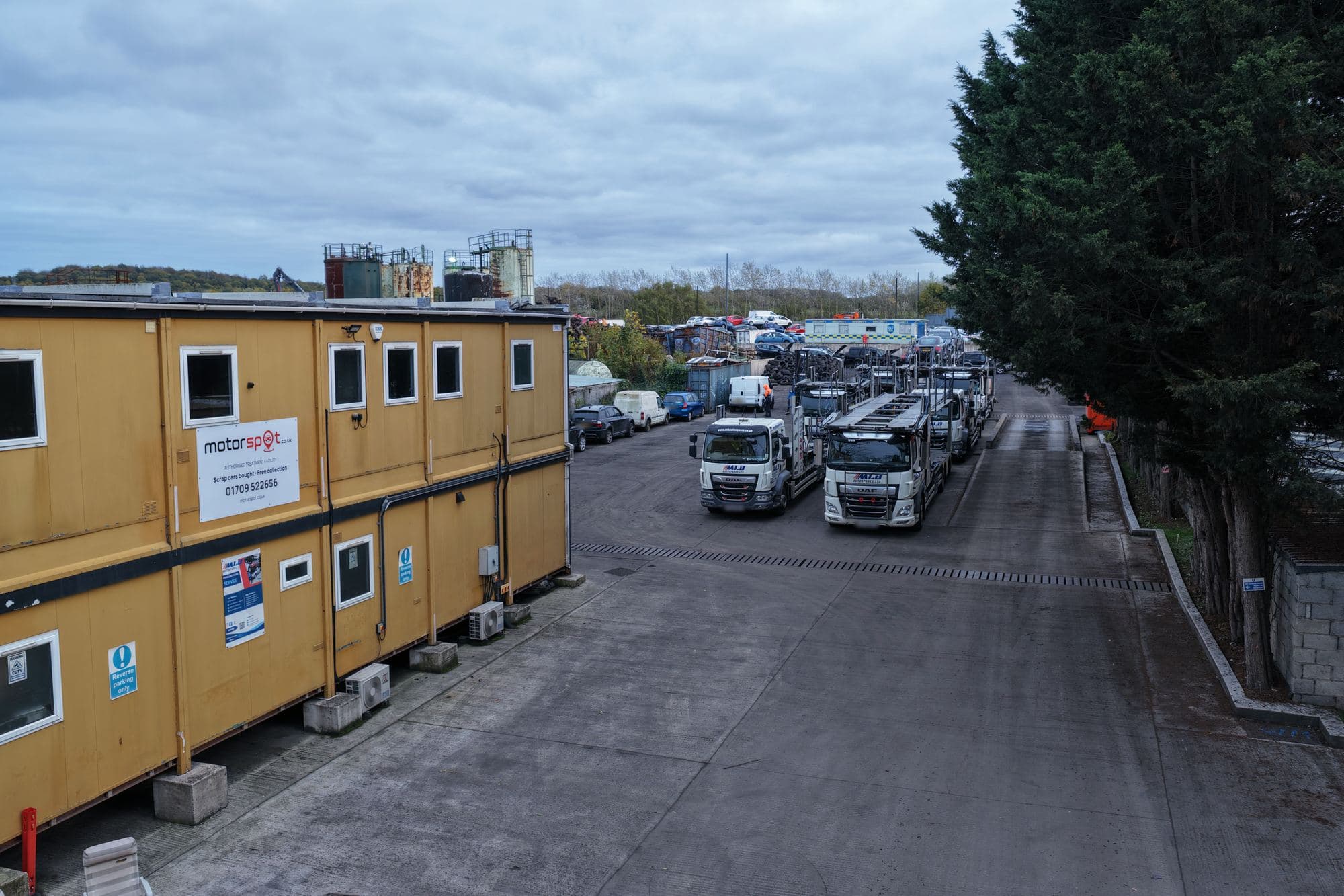 The office and our transporters at Kilnhurst Road
